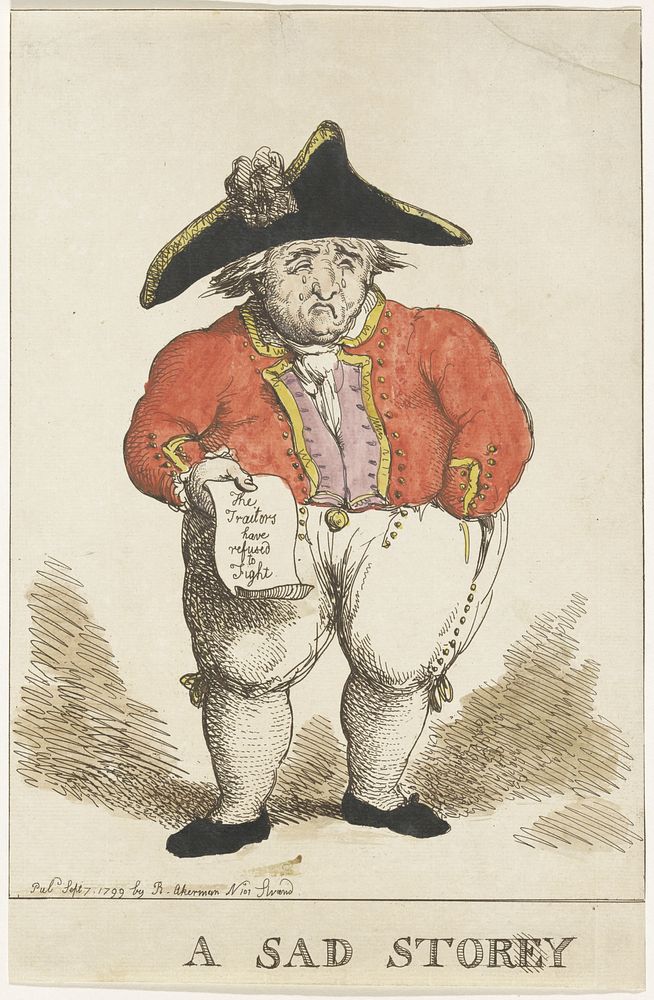 Spotprent op de Bataafse schout-bij-nacht Samuel Story, 1799 (1799) by Thomas Rowlandson and Rudolph Ackermann