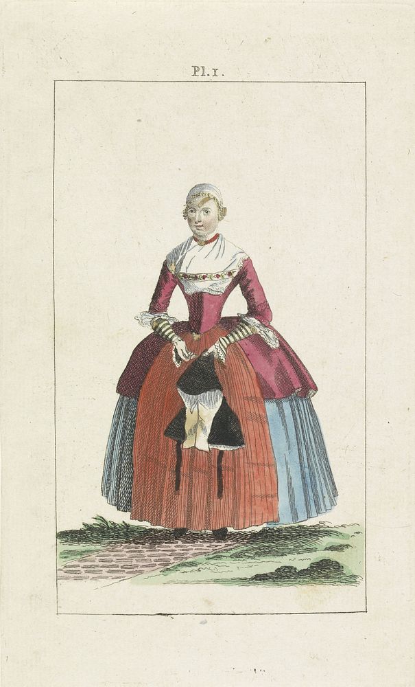 Klederdracht Friese vrouw (1790 - 1792) by anonymous