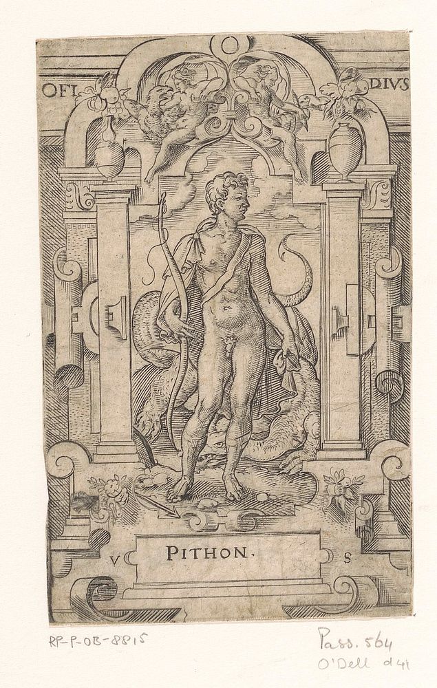 Apollo doodt de draak Python (1524 - 1562) by Virgilius Solis