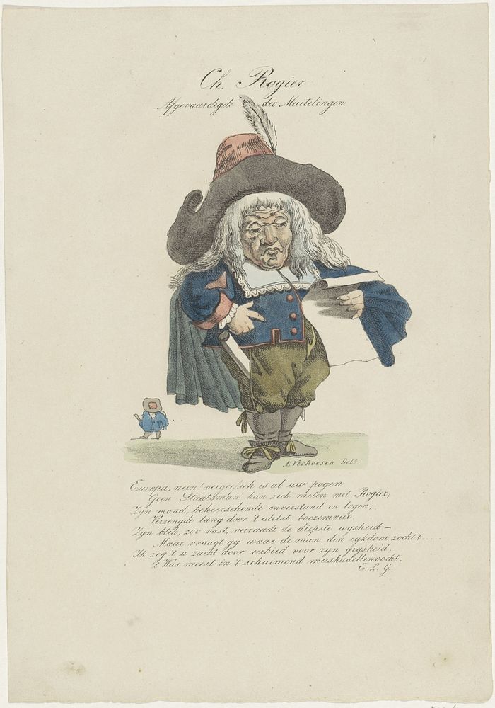 Spotprent op Charles Rogier, ca. 1830 (1830) by Albertus Verhoesen and E L Glinderman