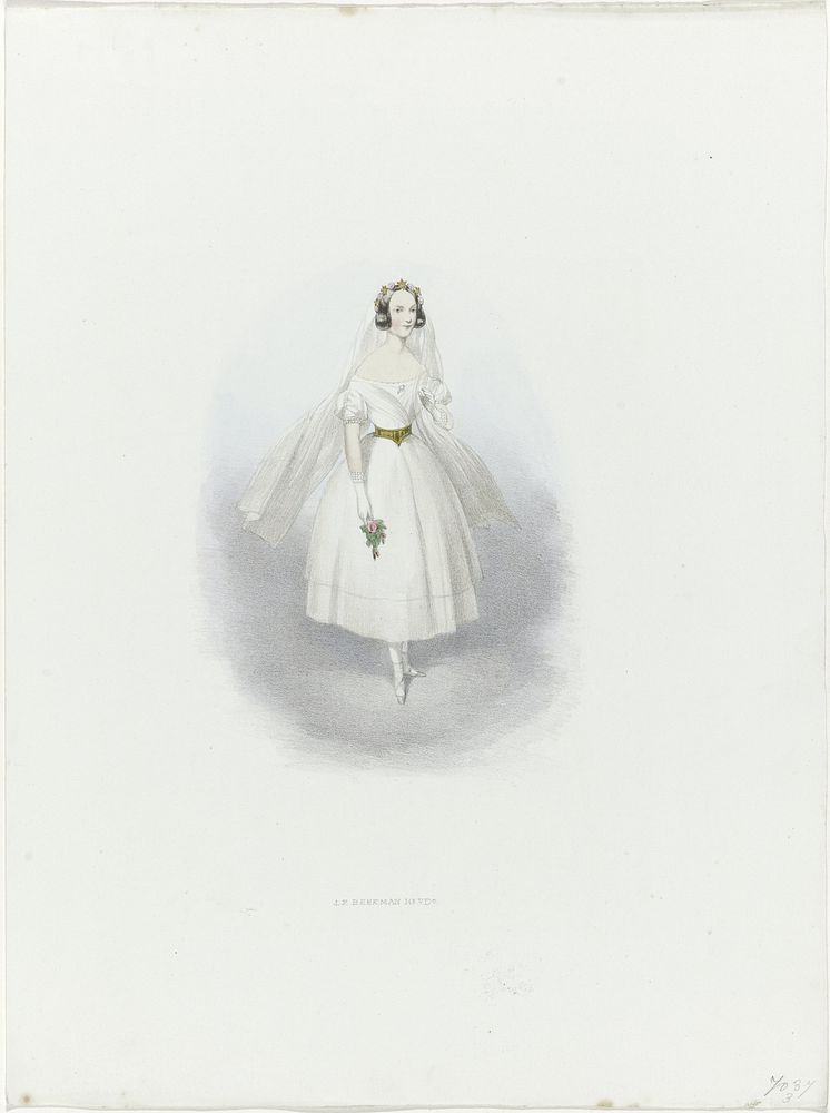 Vrouw in historisch kostuum, 1841 (1841) by Huib van Hove Bz and J P Beekman Hzn