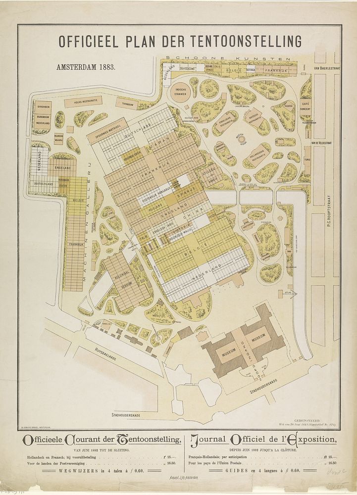 Officieel plan der tentoonstelling Amsterdam 1883 (1883) by anonymous, Amand and De Brakke Grond