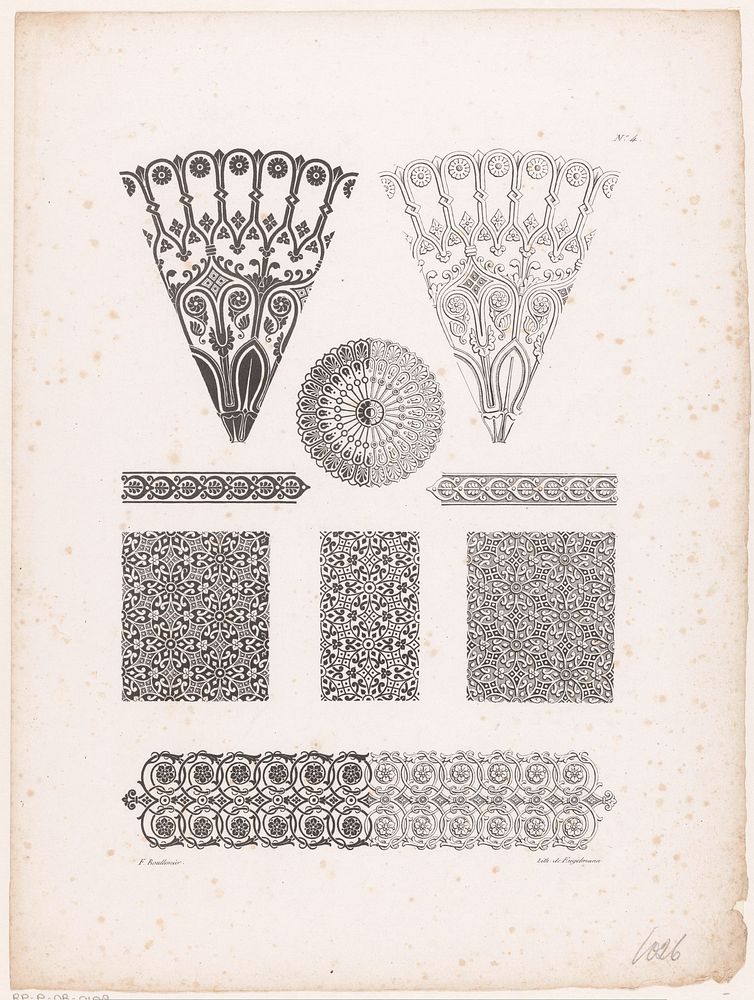 Waaiervormige en vierkante ornamenten (1798 - 1839) by Gottfried Engelmann, Gottfried Engelmann and F Boullemier
