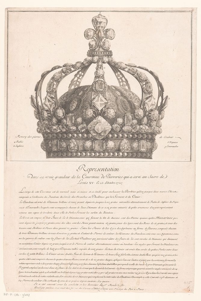 Kroon van Lodewijk XV (in or after 1722) by Sébastien Antoine, Laurent Rondé, Sébastien Antoine and Franse kroon