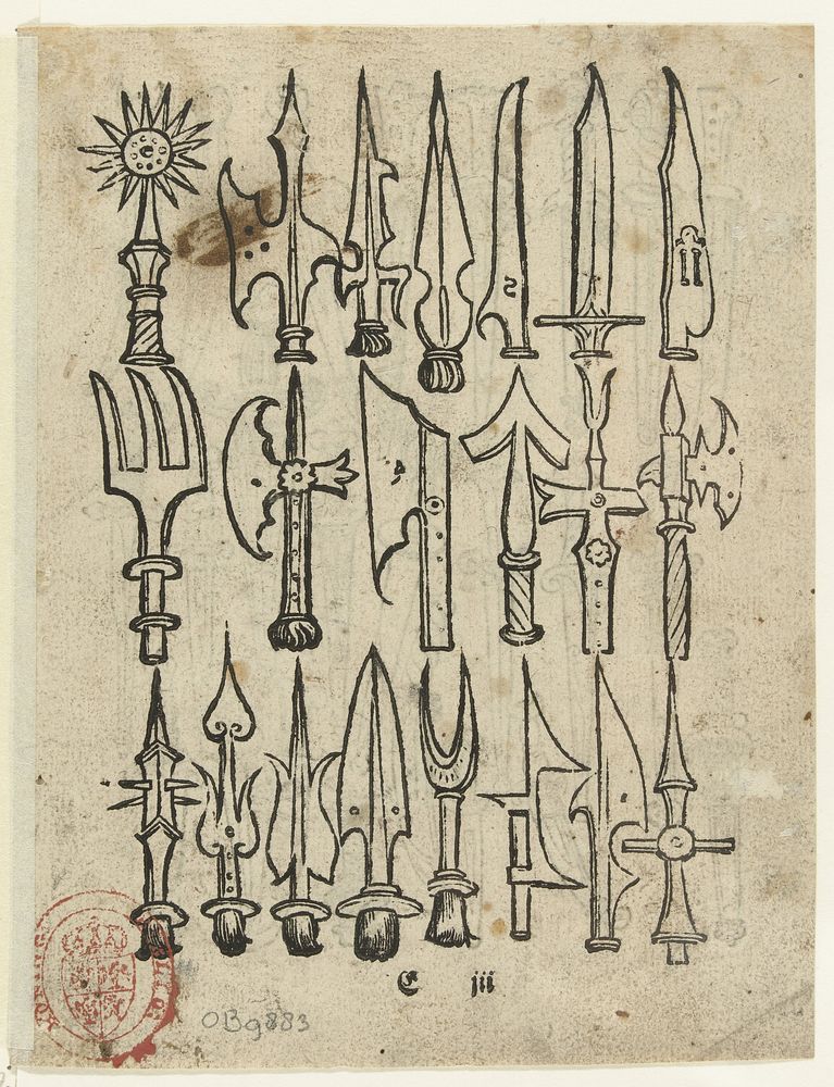 Twintig pieken in drie rijen boven elkaar (1500 - 1568) by anonymous, Heinrich Vogtherr I, Heinrich Vogtherr II and…