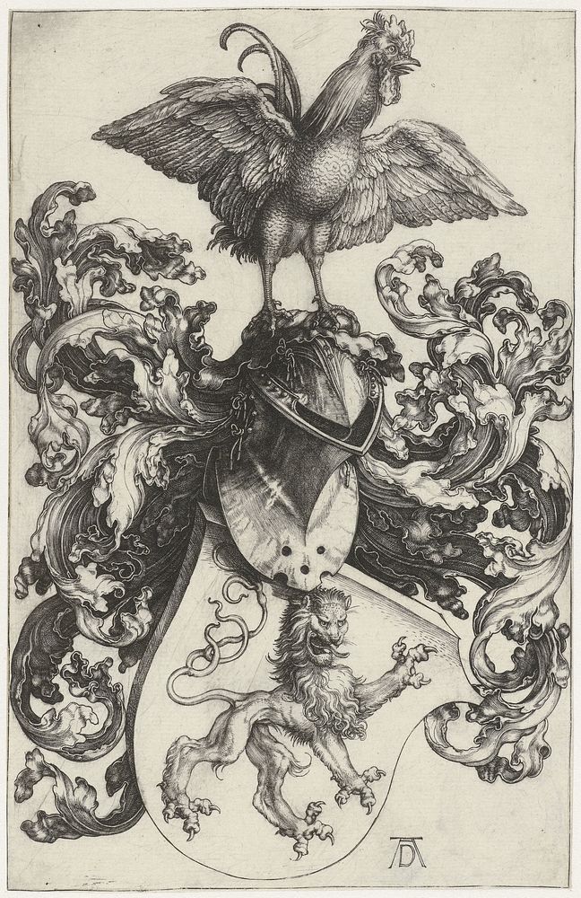 Wapenschild met haan (1500 - 1505) by Albrecht Dürer