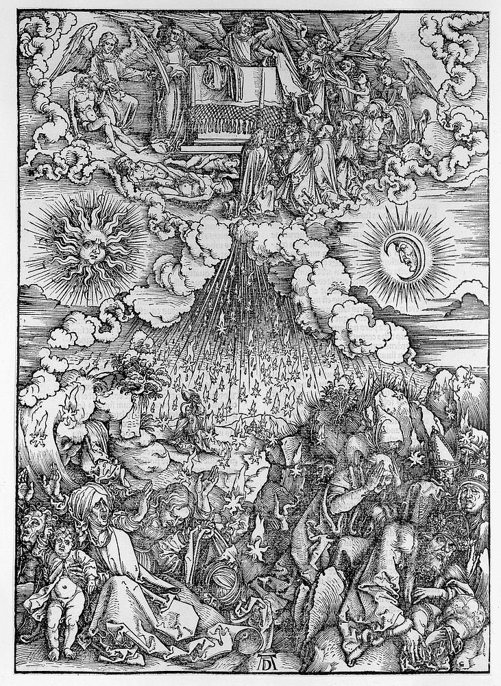 Het openen van het vijfde en het zesde zegel (1511) by Albrecht Dürer