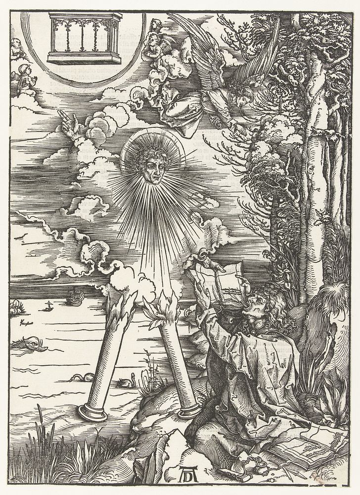 Johannes de Evangelist verslindt het boek (1511) by Albrecht Dürer