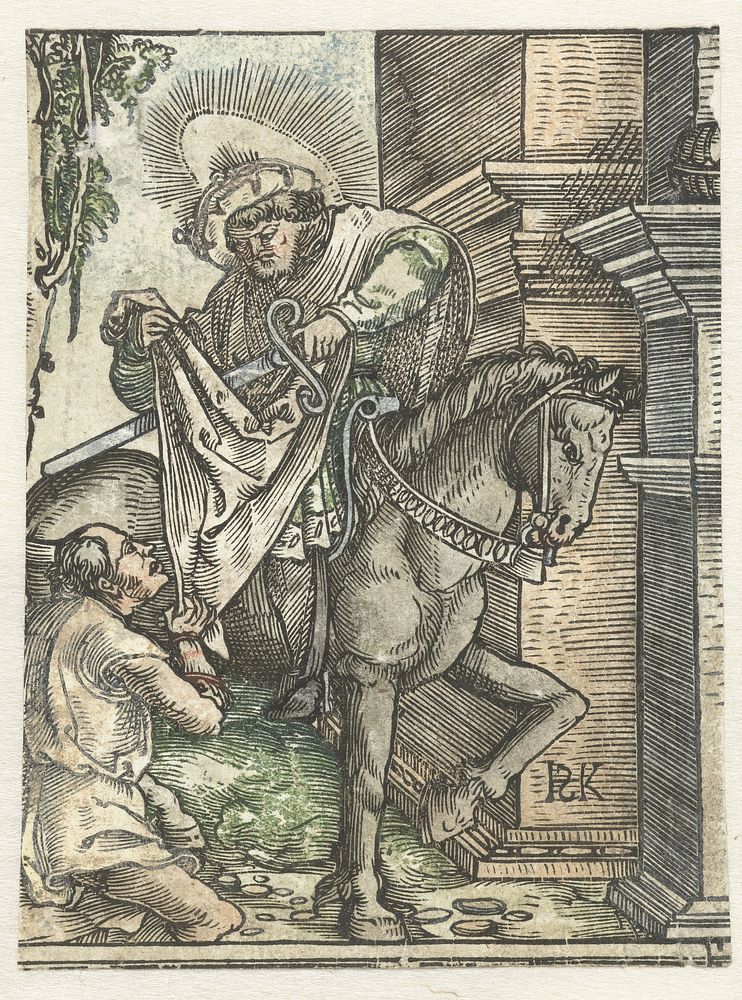 De Heilige Martinus deelt zijn mantel met een bedelaar (1500 - 1516) by Hans Springinklee and Albrecht Dürer