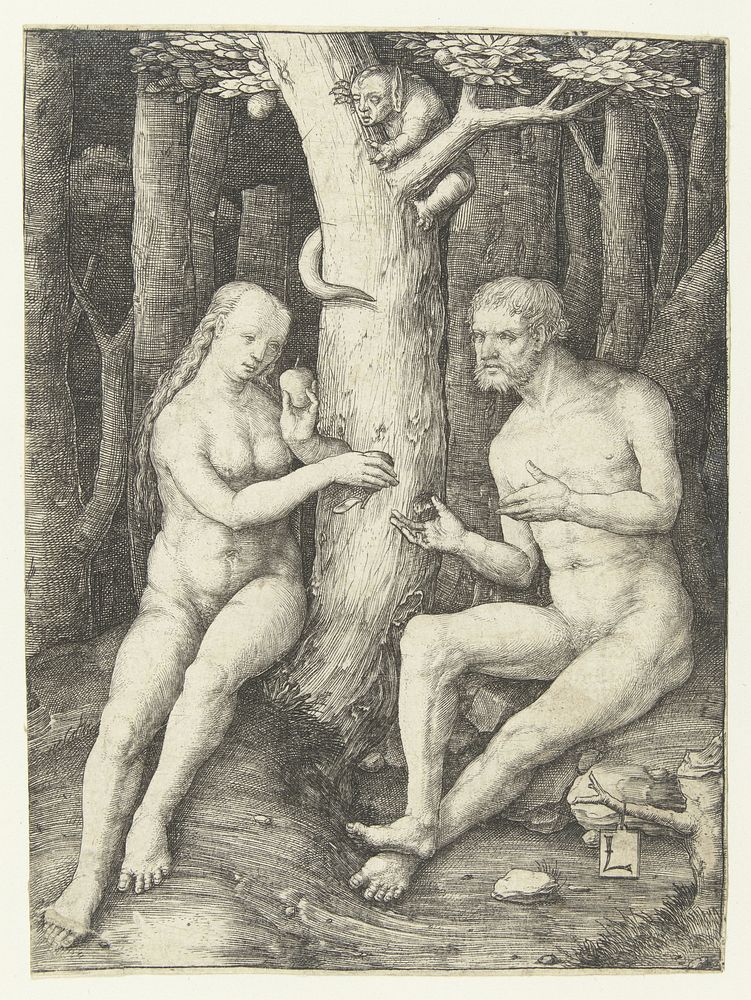 De zondeval (1504 - 1508) by Lucas van Leyden and Lucas van Leyden