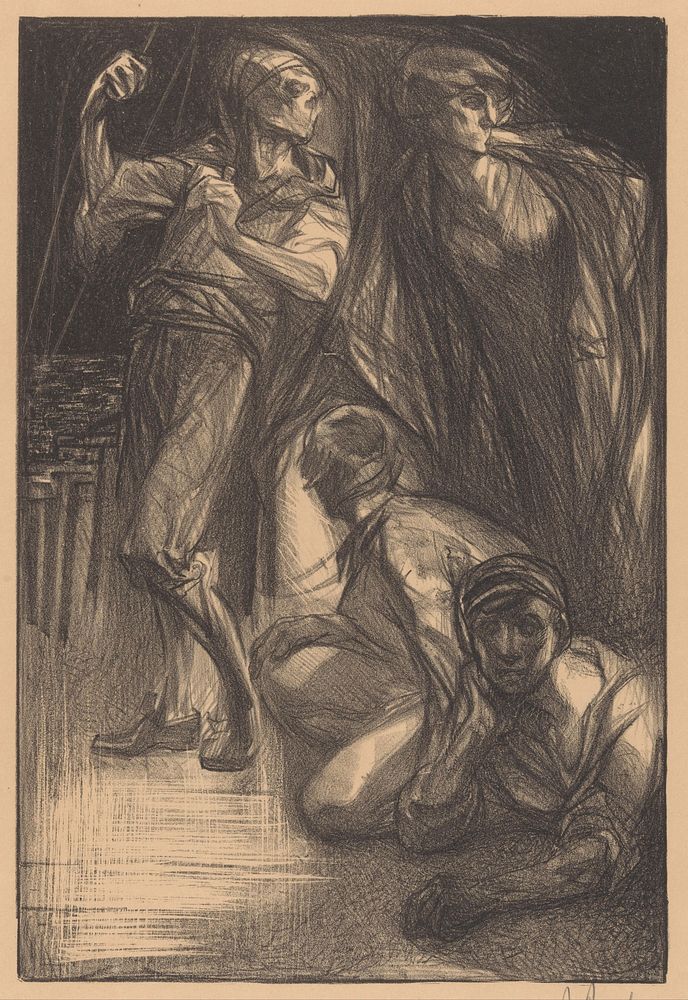 De Dood met twee mannen en een vrouw (1881 - 1934) by Johannes Josephus Aarts