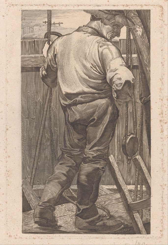 Arbeider bij een houten hek (1902) by Johannes Josephus Aarts