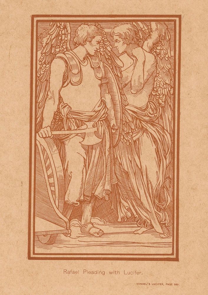 Rafaël probeert Lucifer tot rede te brengen (1898) by Johannes Josephus Aarts and Continental Publishing Co