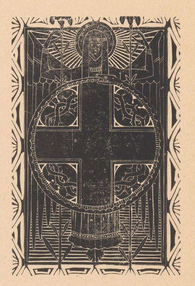 Kruis met ouroboros (1874 - 1932) by Mathieu Lauweriks