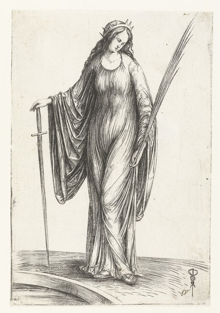 Heilige Catharina met zwaard en palmtak (1500 - 1509) by Jacopo de Barbari and Jacopo de Barbari