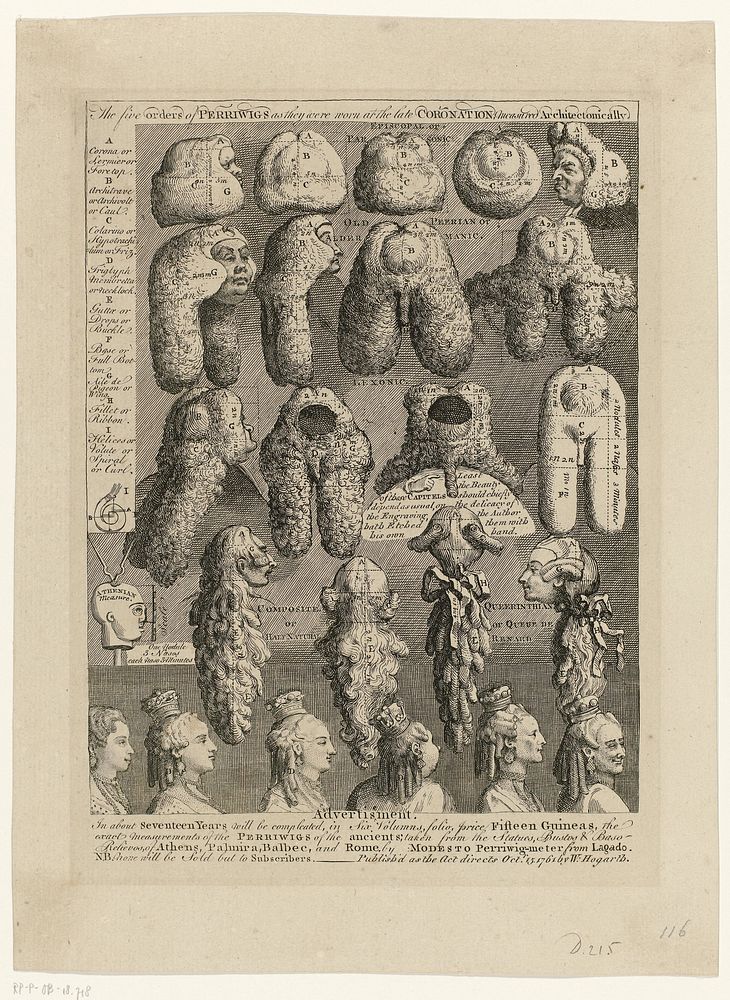 Ordening van pruiken (1761) by William Hogarth and William Hogarth