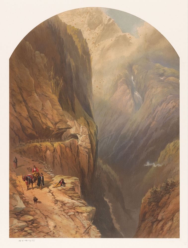 Gezicht op de pas van Tête Noire, mogelijk nabij Trient in Zwitserland (1813 - c. 1870) by anonymous, Thomas Miles…