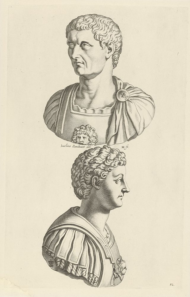 Portretbustes van Claudius en Caligula (1640) by Michel Natalis and Joachim von Sandrart I