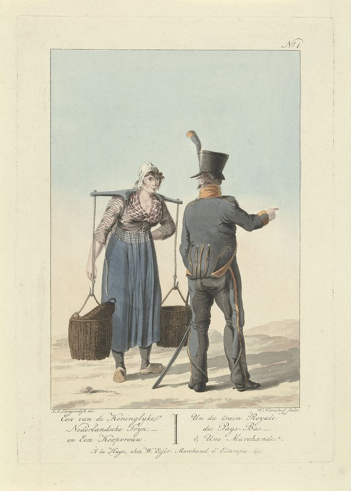 Soldaat en een koopvrouw, 1816 (1816) by Walraad Nieuwhoff, Jan Anthonie Langendijk Dzn and Wijnand Esser