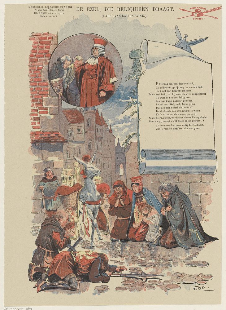 De ezel, die reliquieën draagt (1890) by Job, Job and Albert Quantin