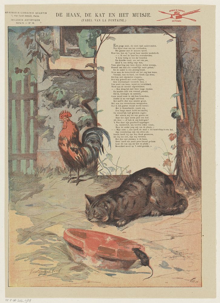 De haan, de kat en het muisje (1890) by Monogrammist VDH, Gaston Gélibert and Albert Quantin