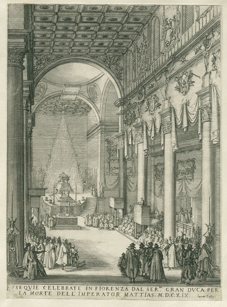 De katafalk van keizer Matthias van Oostenrijk (1619) by Jacques Callot