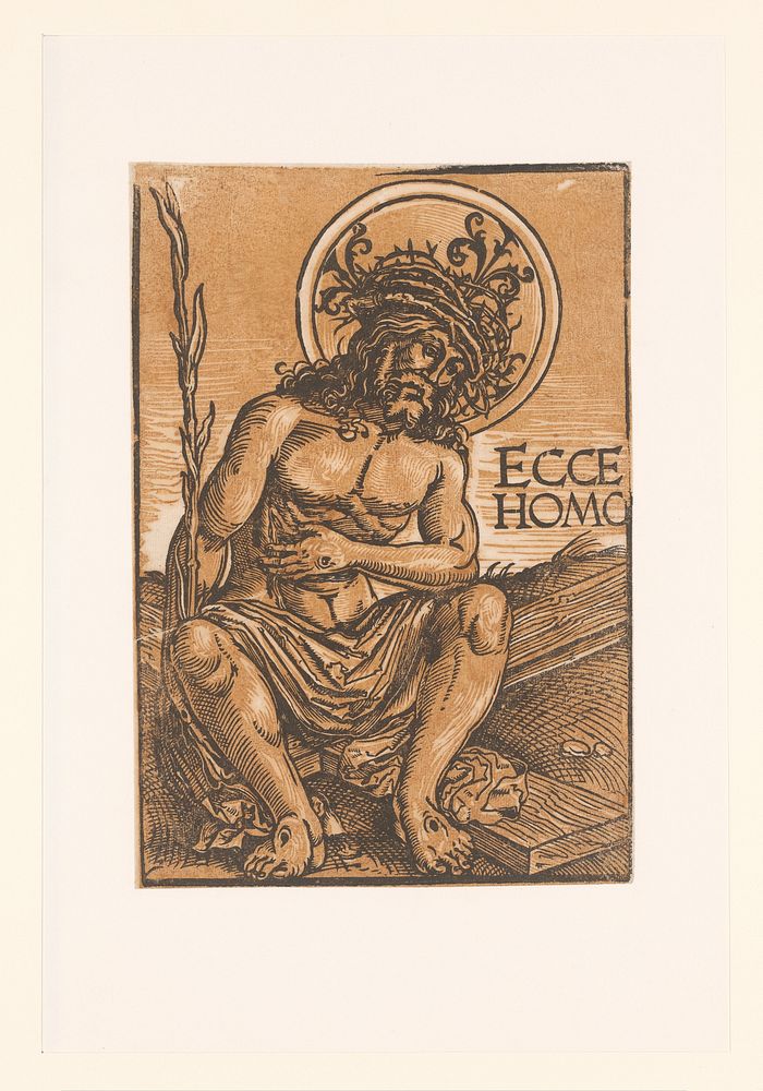 Christus als Man van Smarten, zittend op het kruis (c. 1522) by anonymous and Hans Weiditz