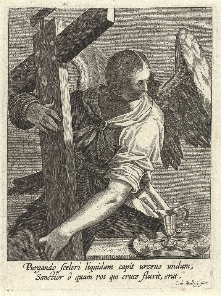 Engel met kruis en wasbekken (1581 - c. 1645) by Karel van Mallery and Aegidius Sadeler II