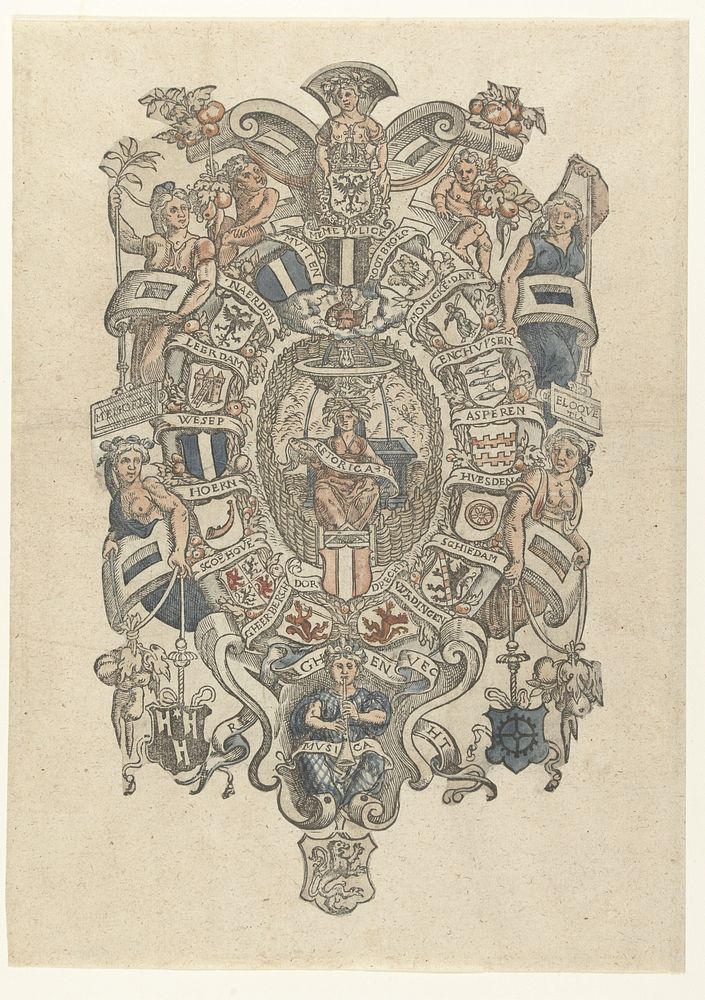 Ontwerp voor het blazoen voor de Dordtse rederijkerskamer De Fonteynisten (1547 - 1557) by anonymous