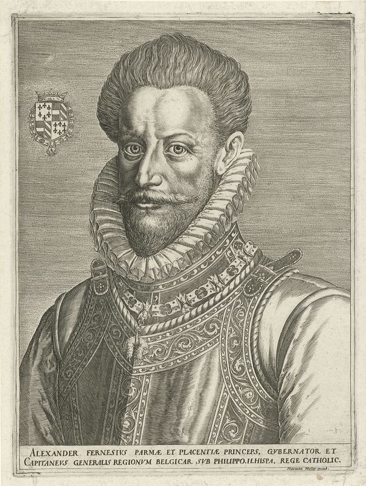 Portret van hertog Alessandro Farnese van Parma (1598 - 1602) by Harmen Jansz Muller and Harmen Jansz Muller