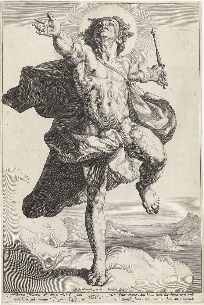 Apollo als Helios (1589 - 1593) by Jacob Matham and Cornelis Cornelisz van Haarlem