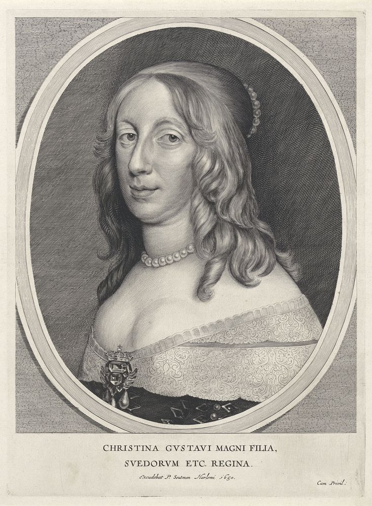Portret van Christina, koningin van Zweden (1650) by Cornelis Visscher II and Pieter Claesz Soutman