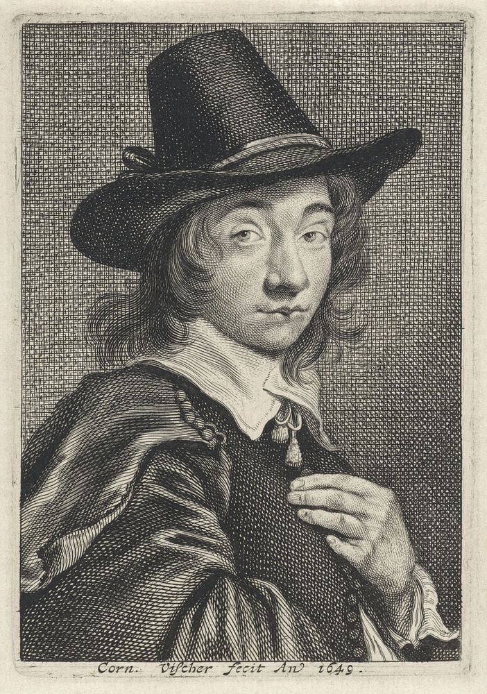 Zelfportret van Cornelis Visscher (1649) by Cornelis Visscher II and Cornelis Visscher II
