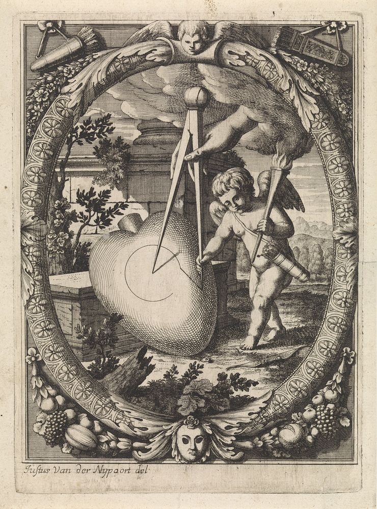 Amor bestuurt de passer (1635 - 1692) by Justus van den Nijpoort and Justus van den Nijpoort