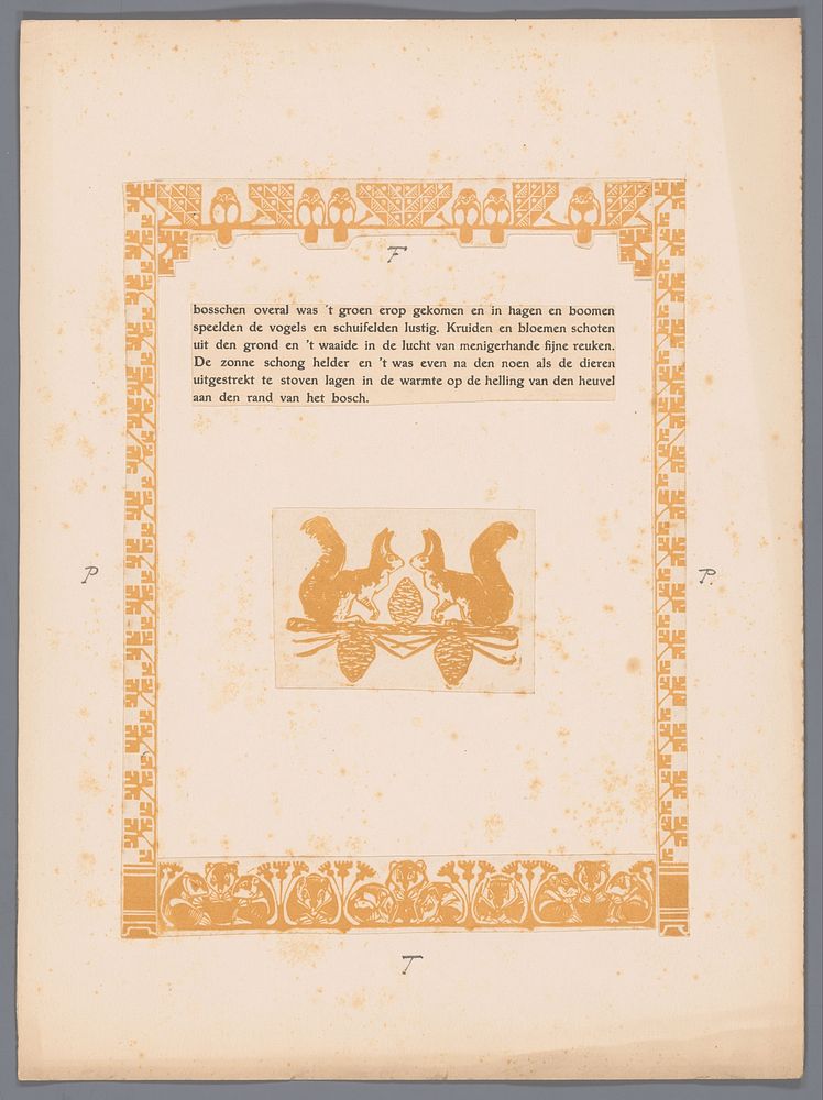 Proefdruk voor pagina uit Reinaert de Vos (c. 1910) by Bernard Willem Wierink