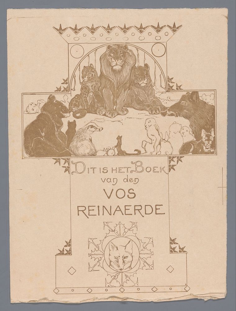 Ontwerp voor titelpagina voor: Stijn Streuvels, Reinaert de Vos, 1910 (c. 1910) by Bernard Willem Wierink