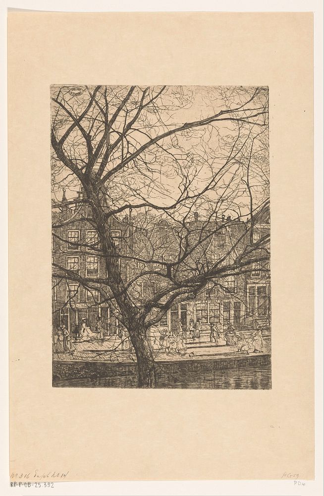 Grachtenhuizen met halsgevels in Amsterdam (1895) by Pieter Dupont