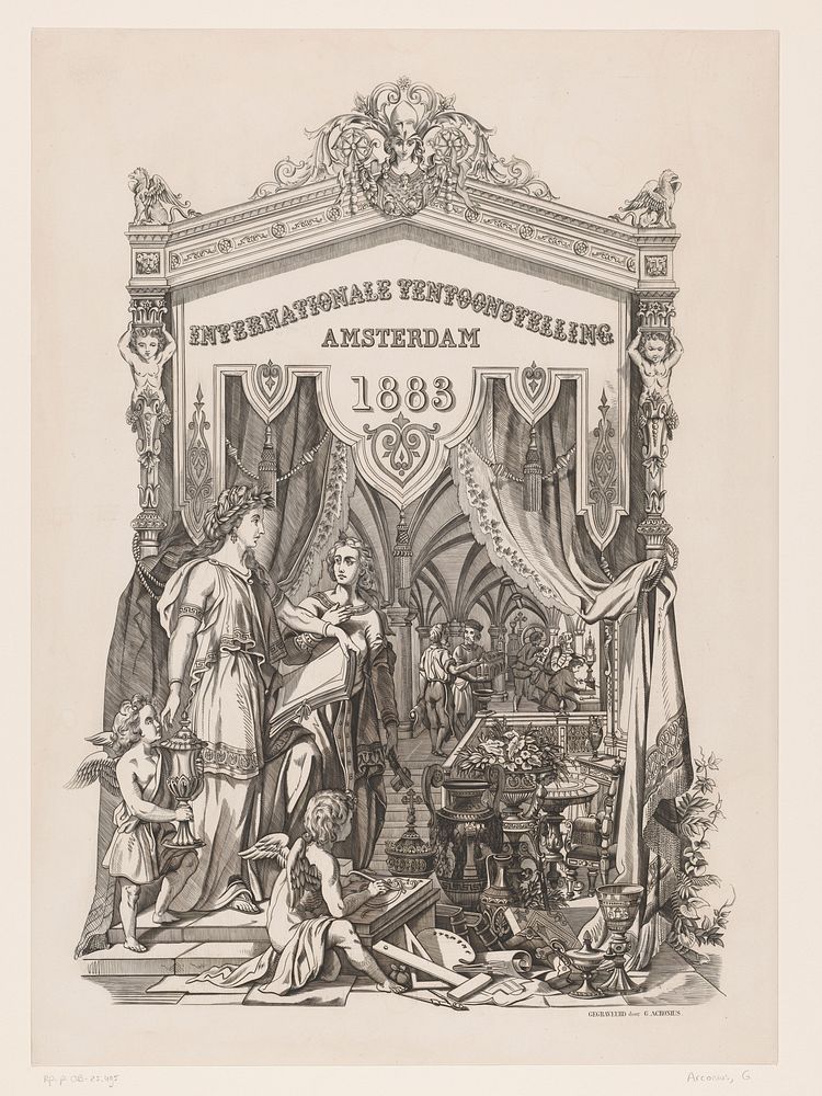 Affiche voor de Internationale Tentoonstelling te Amsterdam in 1883 (in or before 1883) by G Acronius