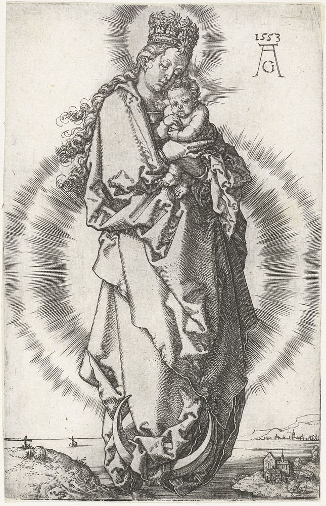 Madonna met kind op de maansikkel (1553) by Heinrich Aldegrever and Albrecht Dürer