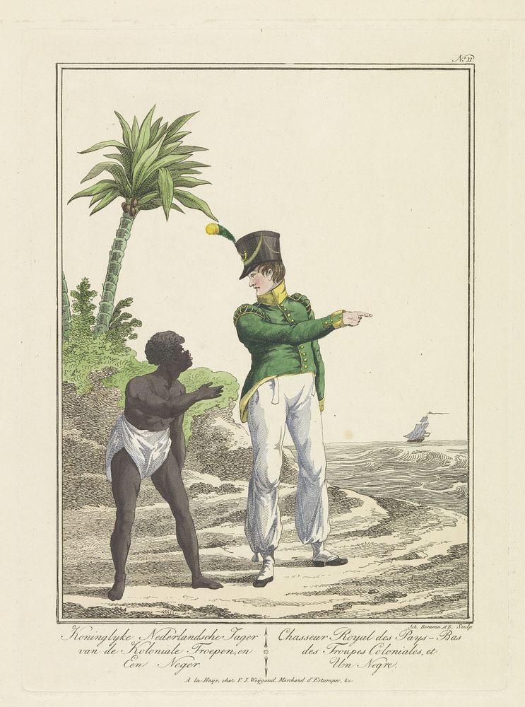 Koloniale soldaat met Afrikaan (1800 - 1841) by Joannes Bemme, Jan Anthonie Langendijk Dzn and François Joseph Weygand