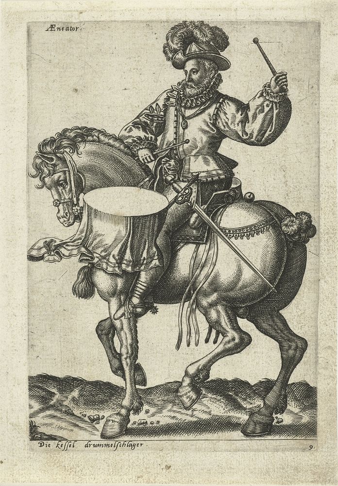 Duitse tamboer te paard (1577) by Abraham de Bruyn and Caspar Rutz