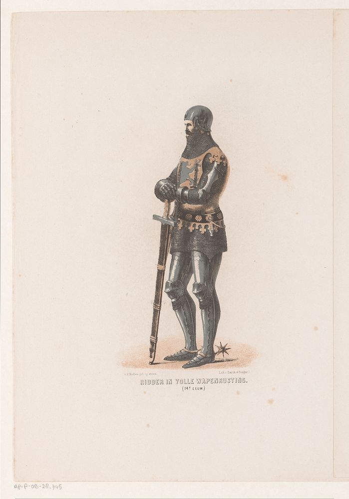Ridder in volle wapenrusting, 14e eeuw (1857 - 1864) by David van der Kellen 1827 1895 and Emrik and Binger