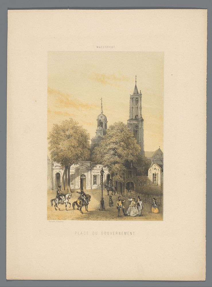 Oud wachthuis met plein te Maastricht (1857) by Alexander Schaepkens, Alexander Schaepkens and Simonau and Toovey