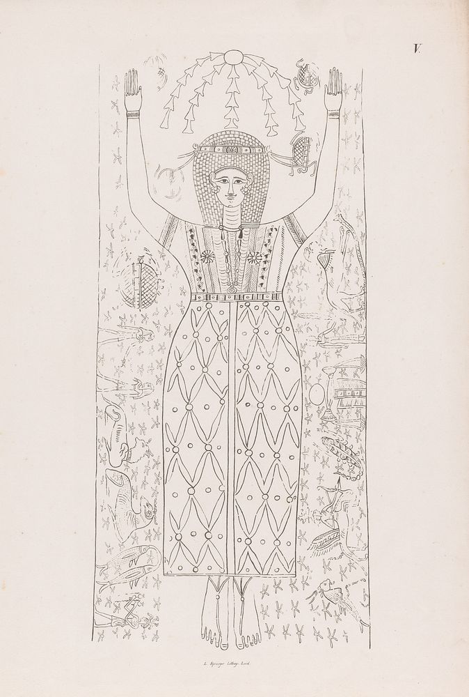 Binnenzijde van mummiekist met godin Noet (in or before 1830) by Leendert Springer I, Leendert Springer I and Samuel and…