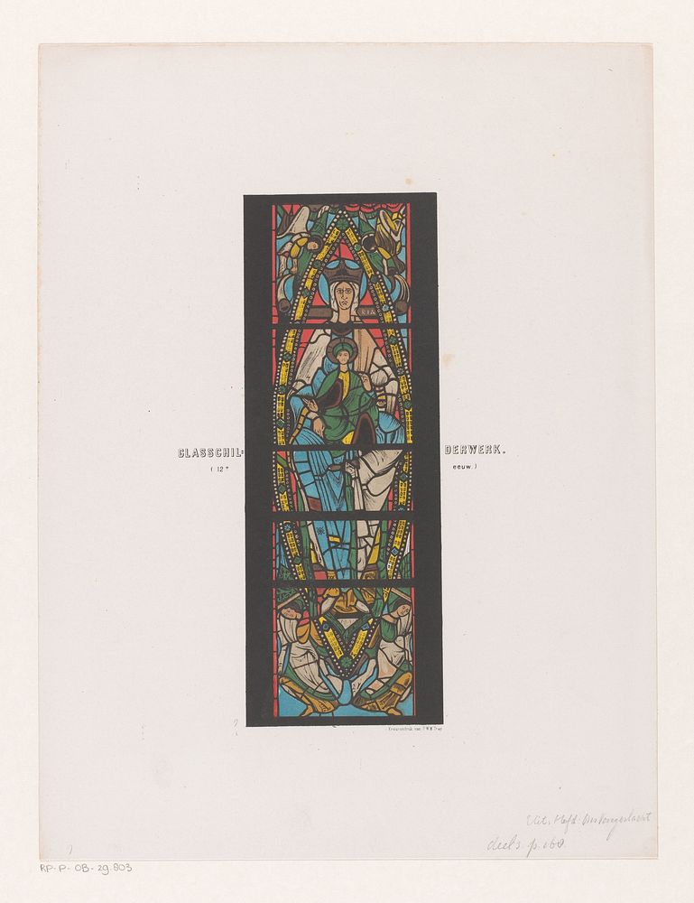 Glas-in-lood raam (in or before 1858 - 1864) by anonymous, Pieter Willem Marinus Trap and Arie Cornelis Kruseman
