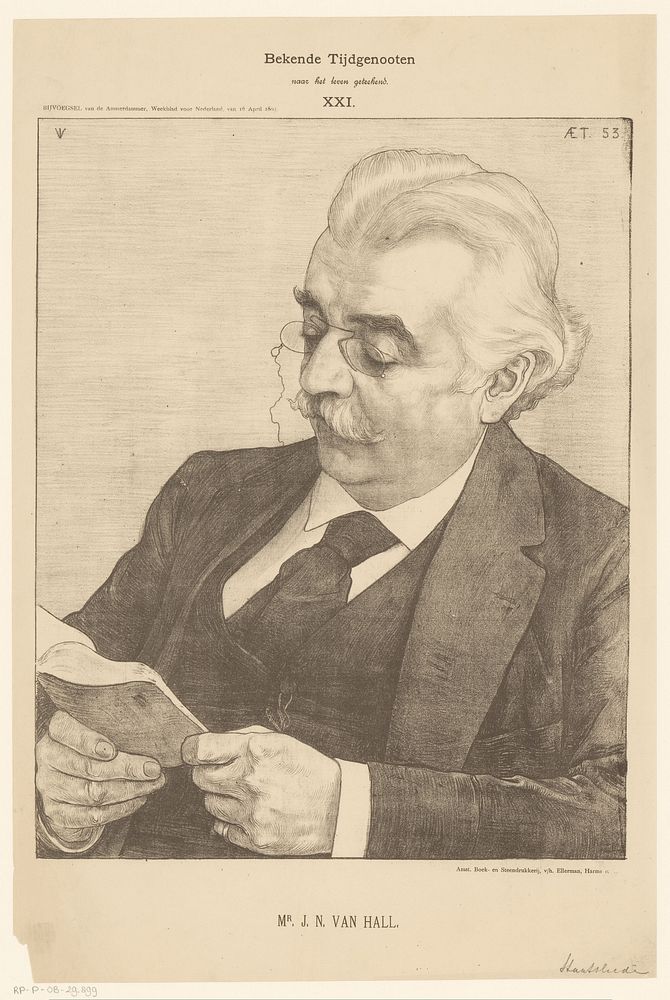 Portret van Jacob Nicolaas van Hall (1893) by Jan Veth and v h Ellerman Harms and Co Amsterdamsche Boek en Steendrukkerij