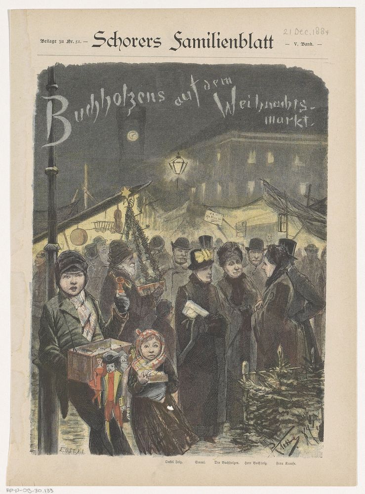 Familie Buchholz op de kerstmarkt (1884) by Emil Ost and R Tetten