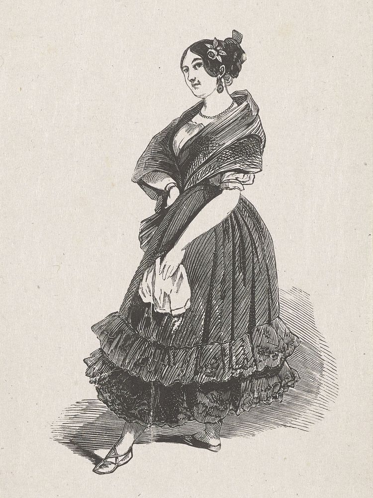 Staande vrouw met een witte doek in haar hand (1836 - 1912) by Isaac Weissenbruch