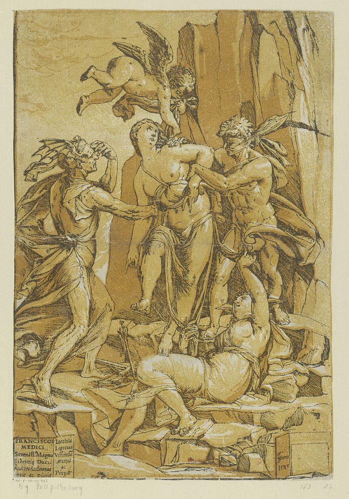 Deugd door Liefde beschermd tegen Onwetendheid, Misverstand en Verkeerde Overtuiging (1585) by Andrea Andreani, Jacopo…