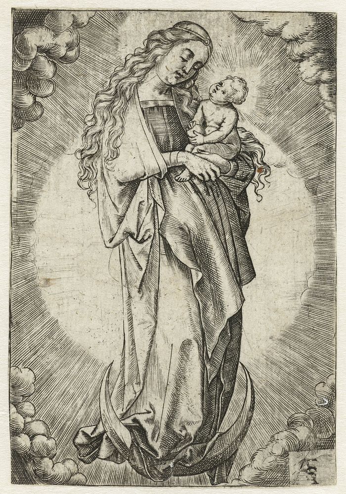 Maria met kind op een maansikkel (1500 - 1600) by Monogrammist ASF
